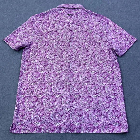 Black Clover Polo Shirt Mens Medium Pink Geometric Golf Tennis Performance Prep - Picture 8 of 9